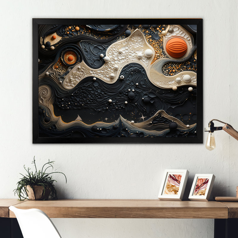 «Blue White Tranquil Waters I», reproduction sur toile, Cadre photo noir, H 16 po x l 32 po x P 1 po