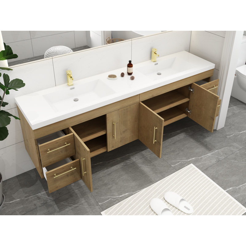 Ensemble de meuble-lavabo double 83 po Romer, Chêne, Or