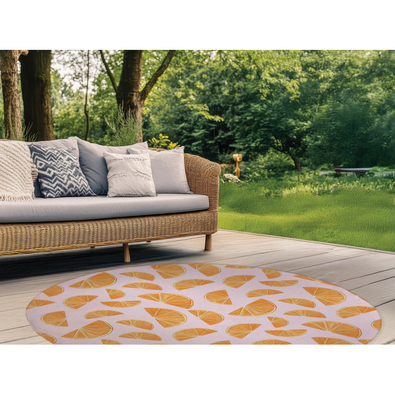 Tapis d'extérieur Summer Oranges, Rond 5 pi