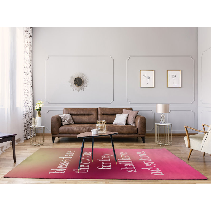 Tapis de toile de fond en polyester multicolore avec citation inspiration, Rectangle 5 pi x 7 pi