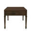Table basse en bois brun foncé avec deux tiroirs et protection de plancher