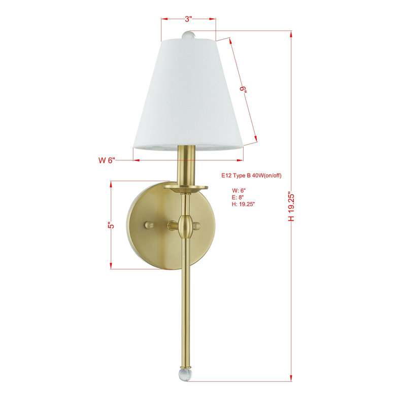 York Plug-in Metal Wall Sconce, Gold