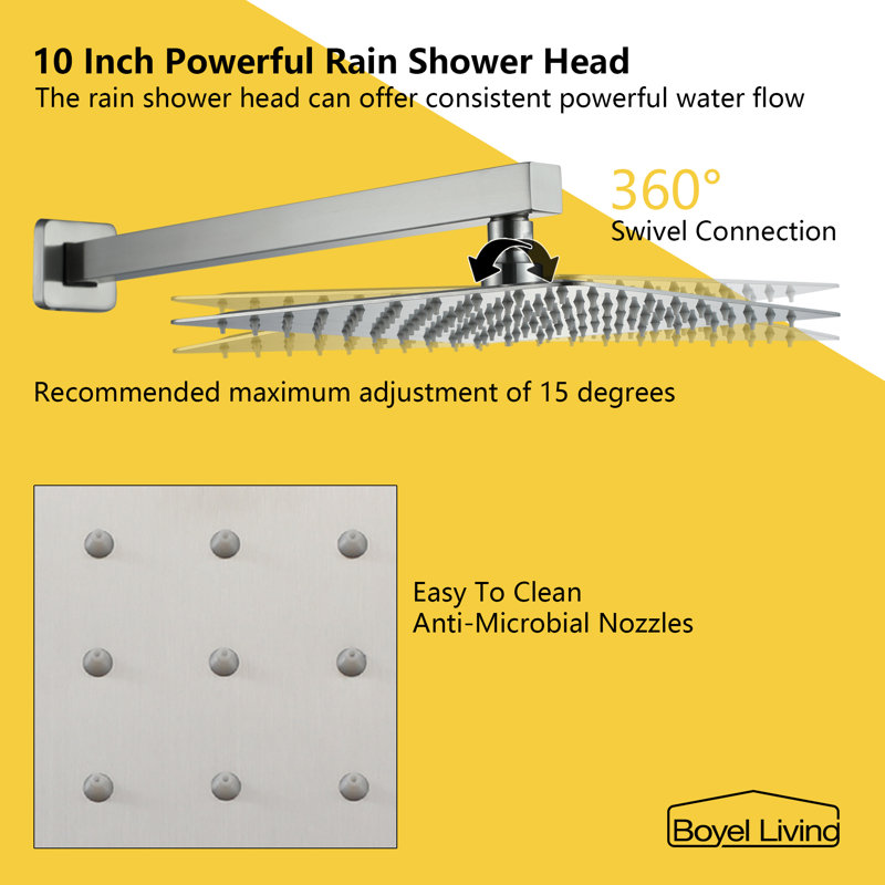 Large Brushed Nickel Dual Rain Shower Head with Handheld