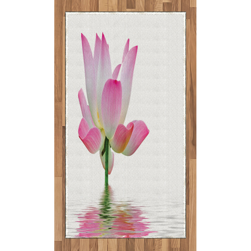 Pink and White High Density Long Fiber Poly Threads Decorative Area Rug Carpet, Rectangle 2'7" x 5'