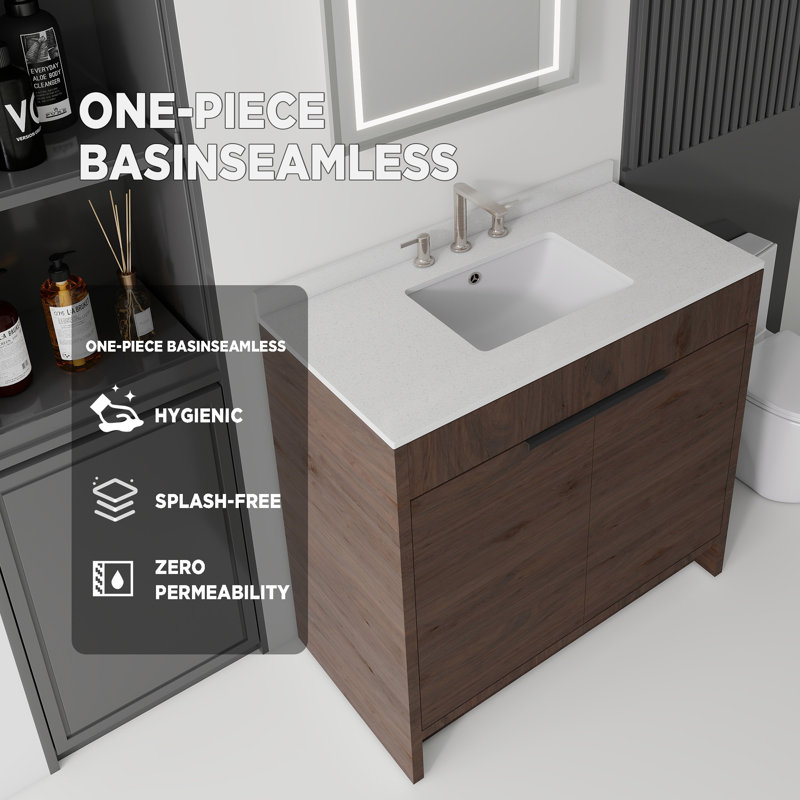 Meuble-lavabo autoportant 36 po avec lavabo 36 po, Brun, 36"