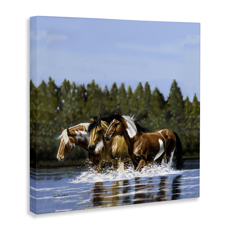 Art mural sur toile, "Chevaux en haut" par Victoria Schultz, H 30 po x l 30 po