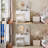 Vanity Desk with Mirror and Lights, Wood Dressing Table with 4 Fabric Drawers, 3 Colors Adjustable Light, Power Outlet, Makeup Table with Hair Dryer Rack-1260347314