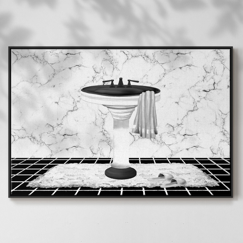 Toile tendue avec châssis Modern Modern, H 27 po x l 41 po x P 2 po, Cadre noir