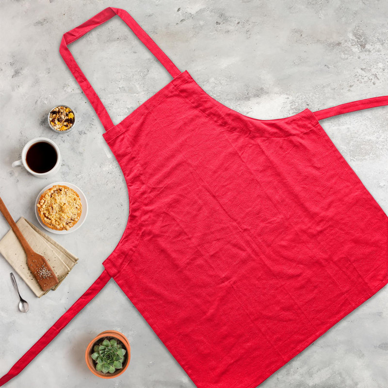 Solid Colour Bib Apron, 2, Red