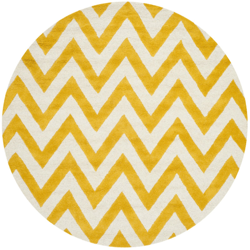 Sanyla Cambridge Hand Tufted Wool Chevron Rug, Round 6'
