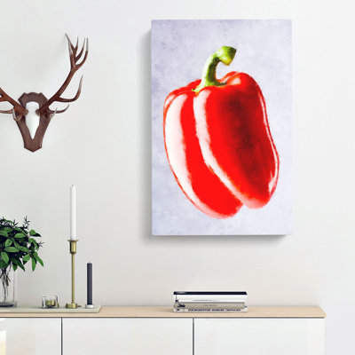 Lone Red Bell Pepper - Wrapped Canvas
