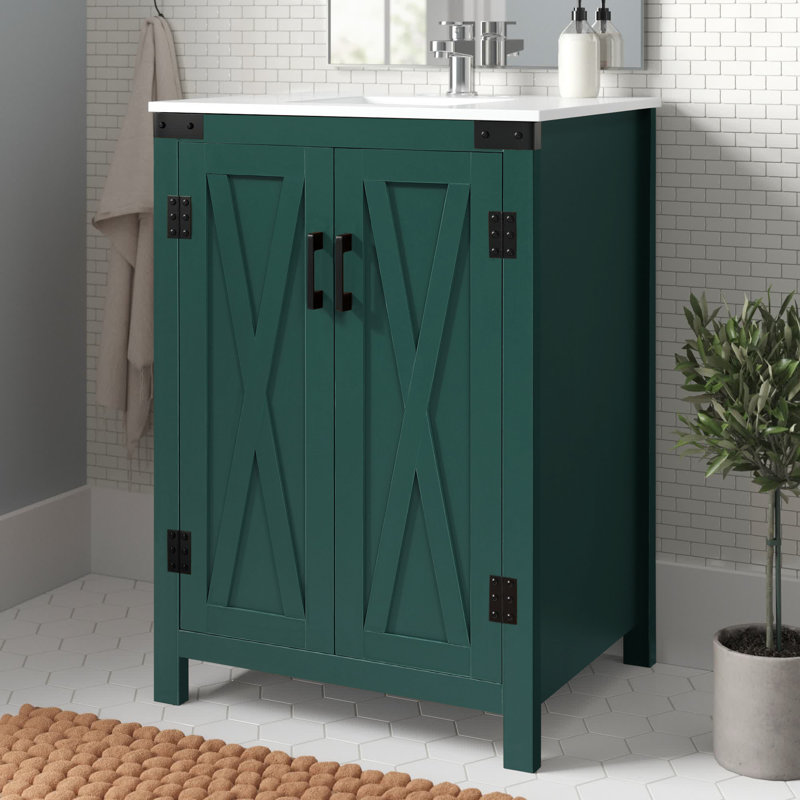 Ensemble de meuble-lavabo simple 24 po Slayton, Vert