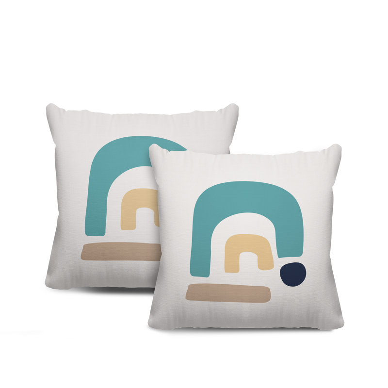 Jeté carré en polyester / mélange de polyester intérieur / extérieur, L 17 po x H 17 po, Turquoise