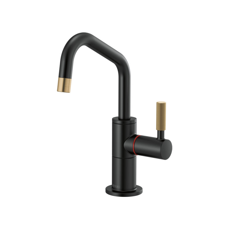 Litze® Instant Hot Faucet with Square Spout and Knurled Handle, Matte Black/Luxe Gold