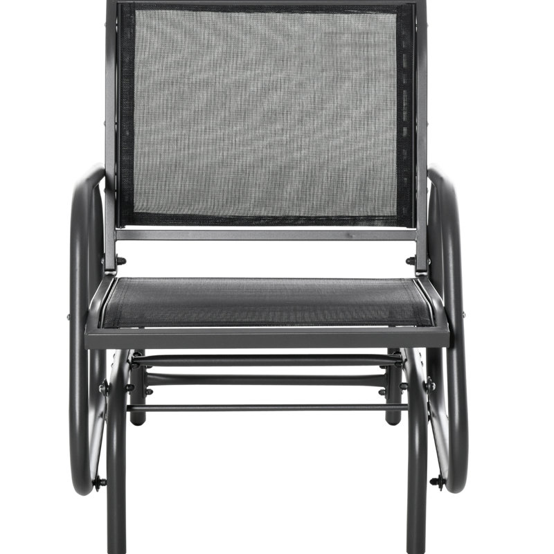 Chaise de patio coulissante. Structure en métal avec filet respirant. Courbé pour un confort accru. Pour le jardin, la piscine, la cour arrière, le balcon. Noir Supporte 264 lb. L 29,5 po x P 26 po x H 33,5 po Assemblage requis