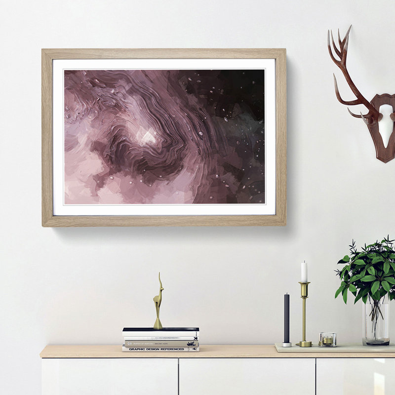Swirling Passions in Abstract - Framed Print, 36cm H x 48cm W x 2cm D, Oak Framed