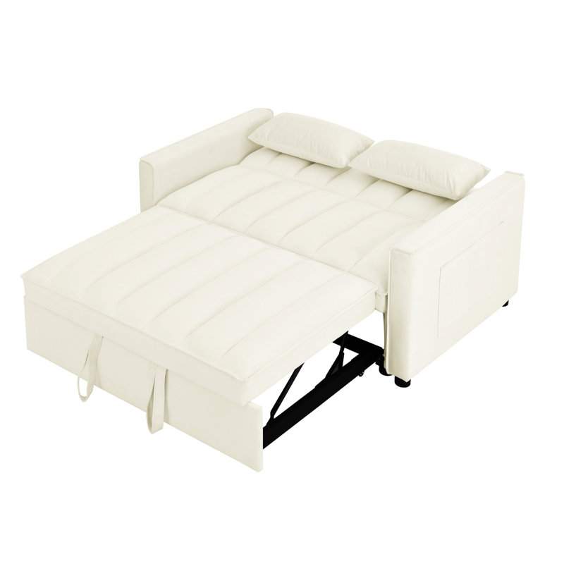 31 convertible: velours beige pour le salon. Mousse de remplissage complète. Réglable. Canapé moderne avec espace peu encombrant: lit. Conception pratique