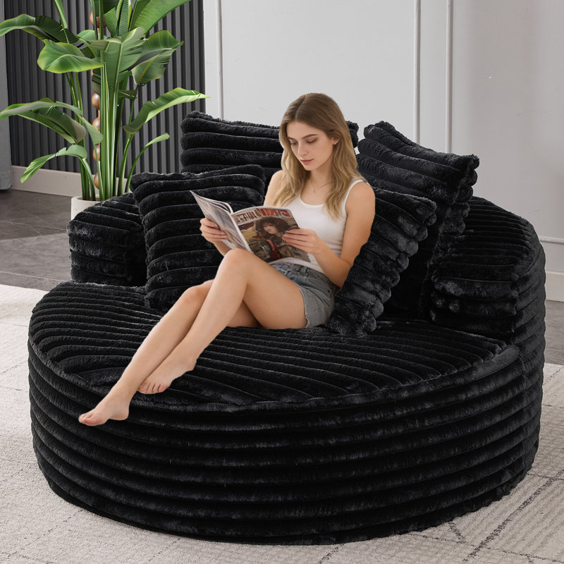 Upholstered Chaise Lounge, Black