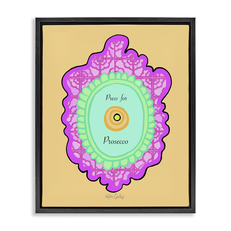 Appuyez sur le cadre flottant à boutons Prosecco, design par Katie Conley, Cadre flottant noir de jais, H 21 po x l 17 po
