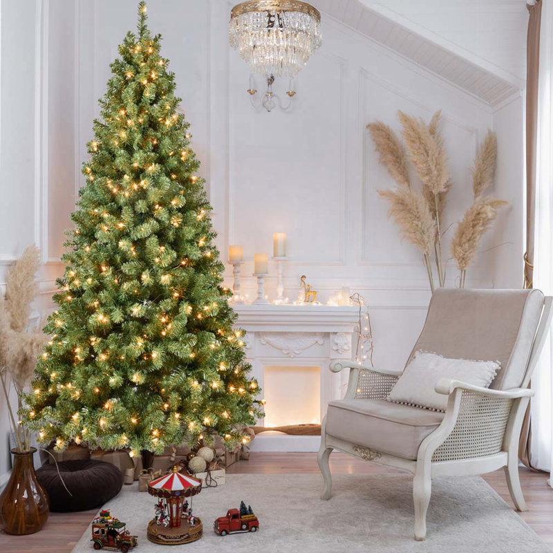 Arbre de Noël en PVC 7 pi pré-éclairé, H 7 pi