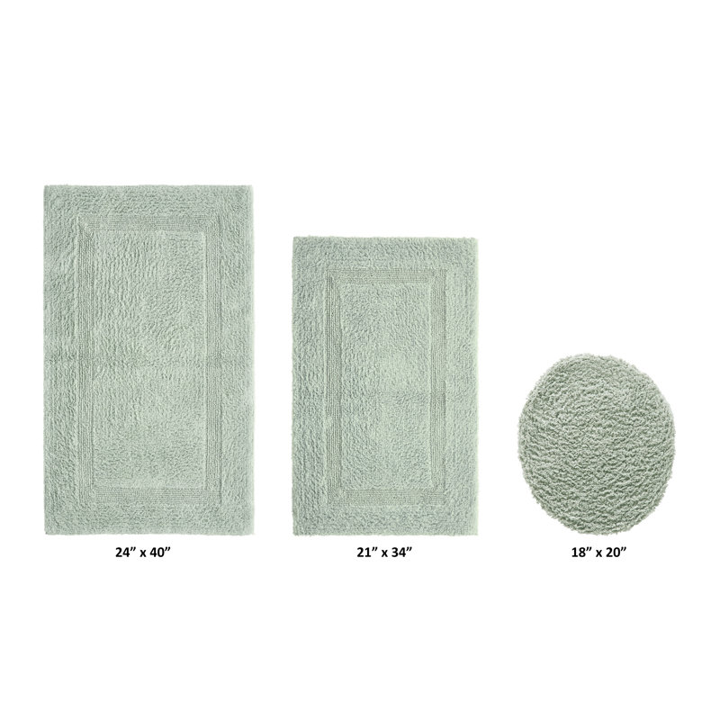 Annerose Premium 100% Cotton 2370 GSM 3-Piece Bath Rug Set, Ultra Soft, Super Absorbent, Reversible Tufted Weave Bathroom Mats, Machine Washable, OEKO-TEX® Certified Bath Rugs for Bathroom, Shower & Tub, Dark Sage