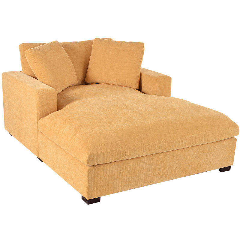 Très grande chaise longue - 53,5 po x 70,9 po, tissu, structure, pieds en bois massif, assise confortable de 53,5 po x 70,9 po d'allure classique et élégante