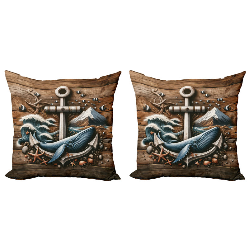 429473_Ambesonne, housse de coussin nautique, ensemble de 2 ancres d'art rustique maritime, H 24 po x l 24 po