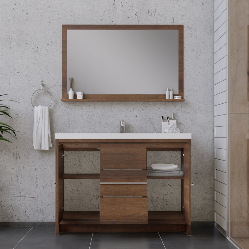 Meuble-lavabo simple 48 po Feike, Brun