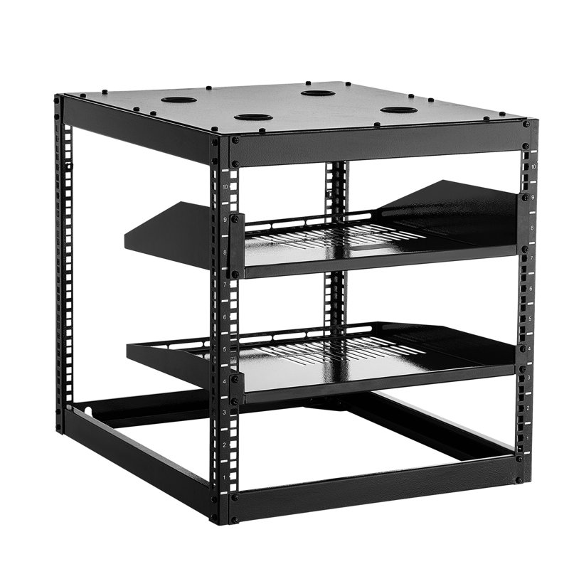 10U Open Frame Av Rack, 23 In Depth, Build, Wall Mounted Or Floor Standing, Accommodates It And Tools Network Optimized For Compact Spaces, Office Setups
