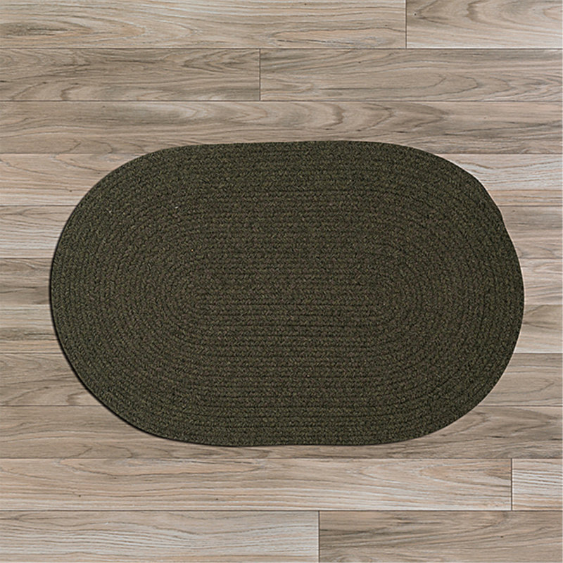 Olive Braided Oval 4' x 6' Wool Blend Rug