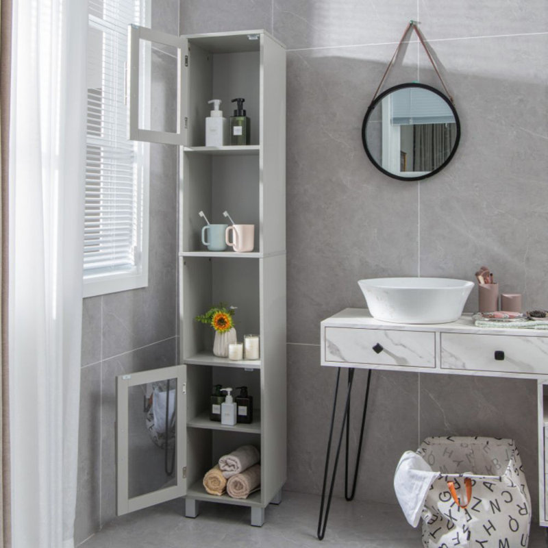 Freestanding Linen Cabinet, Gray