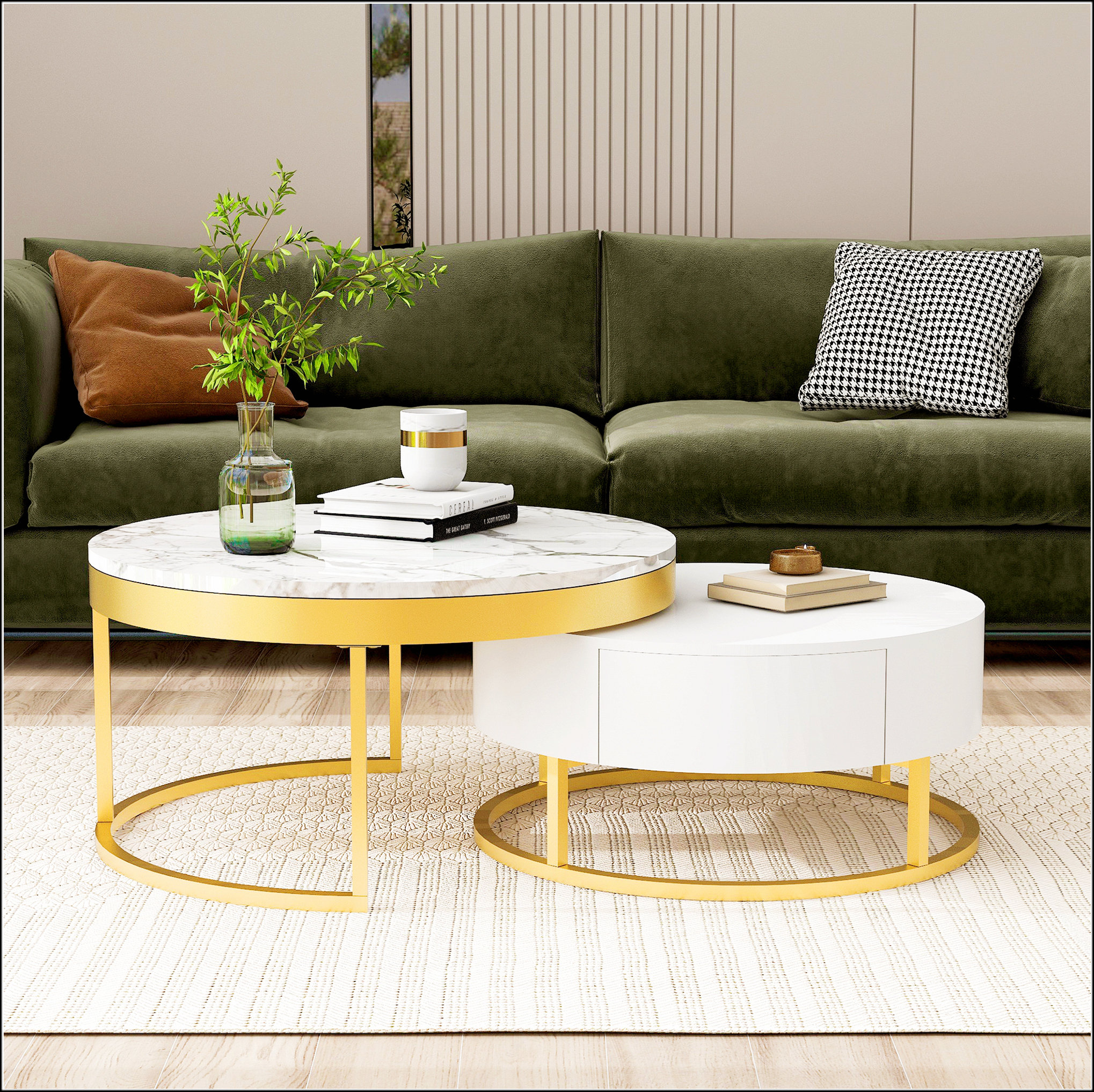 Mercer41 Modern Round Nesting Coffee Table with Drawers | Wayfair