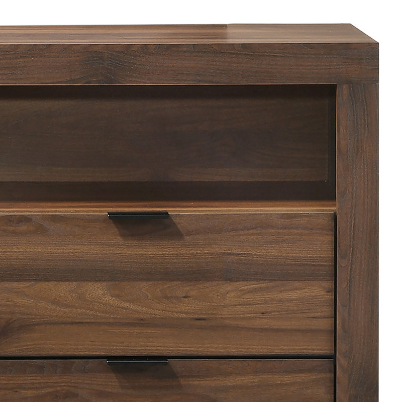 Commode 4 tiroirs avec tablette Hildebran, Brun