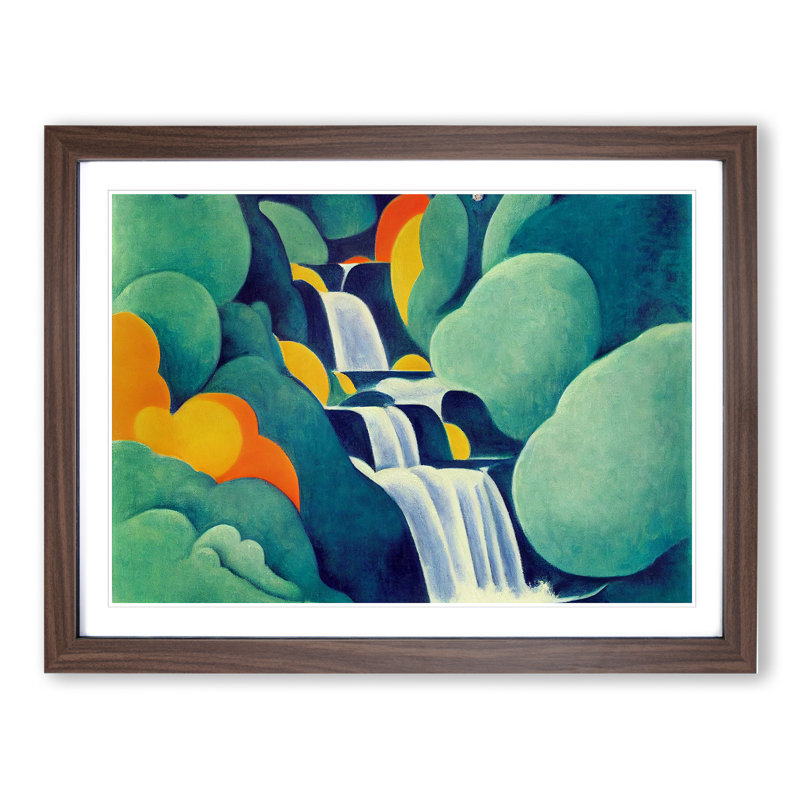 Exclusive Waterfall Abstract - Single Picture Frame Print, 46cm H x 64cm W x 2cm D, Walnut