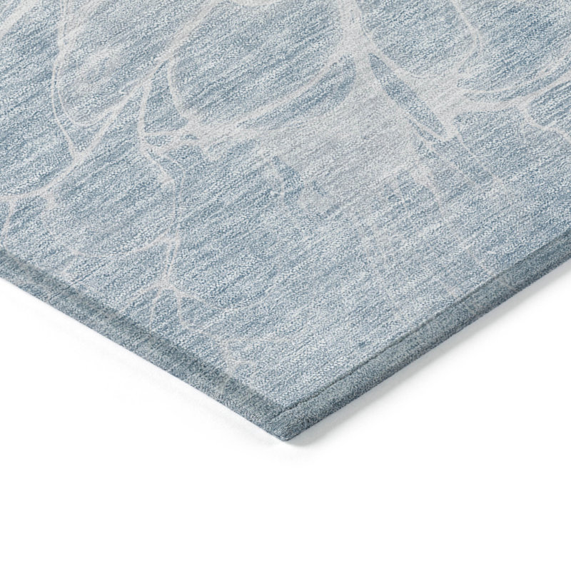 Tapis intérieur lavable abstrait bleu ciel et denim 10 pi x 14 pi HomeRoots