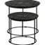 Tables gigognes contemporaines, noir mat et mangue, 2 tables élégantes pour un usage domestique, mat, supports en métal avec plateau en manguier, salon
