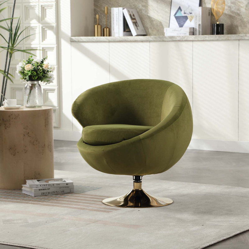 Chaises d'appoint pivotantes 360 degrés Cuddle Barrel, Velours vert olive