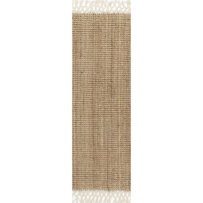 Werts Handmade Tufted Farmhouse Jute Tasseled Brown Rug