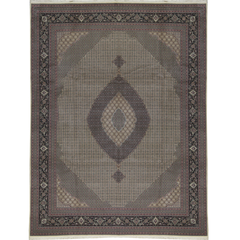 Hand-Knotted High-Quality Green and Brown Area Rug