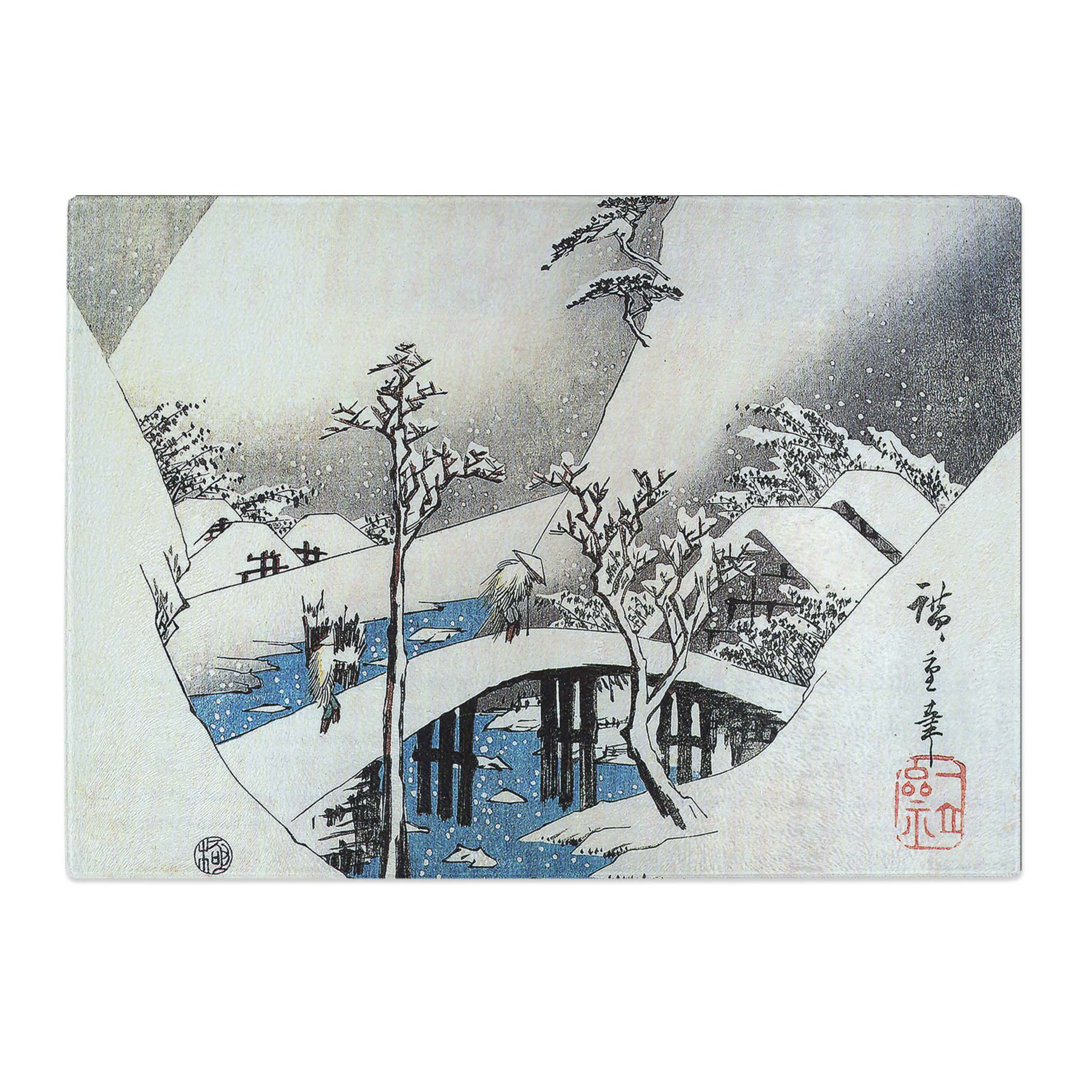 Tempered Glass Bridge in the Snow by Utagawa Hiroshige Chopping Board