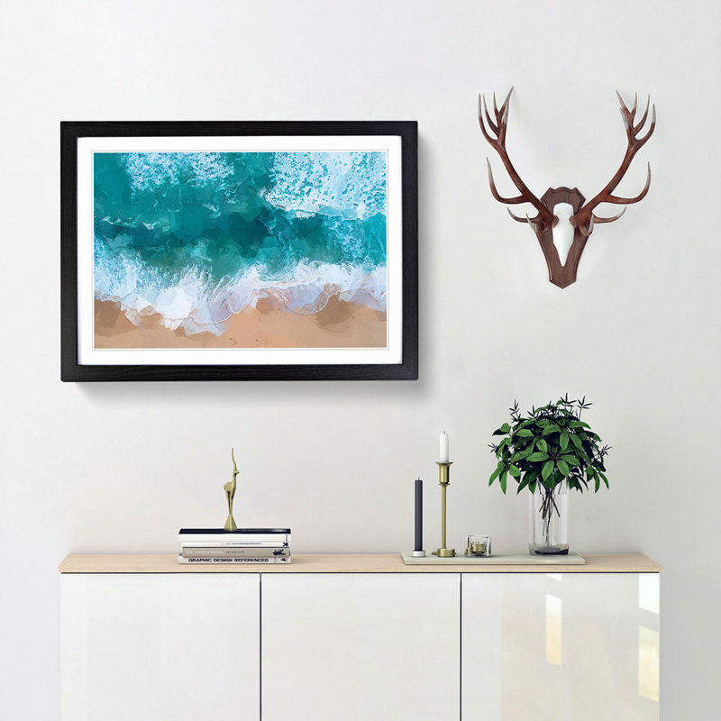 Beach in Melbourne Australia in Abstract - Picture Frame Graphic Art Print, Black Framed, 36cm H x 48cm W x 2cm D