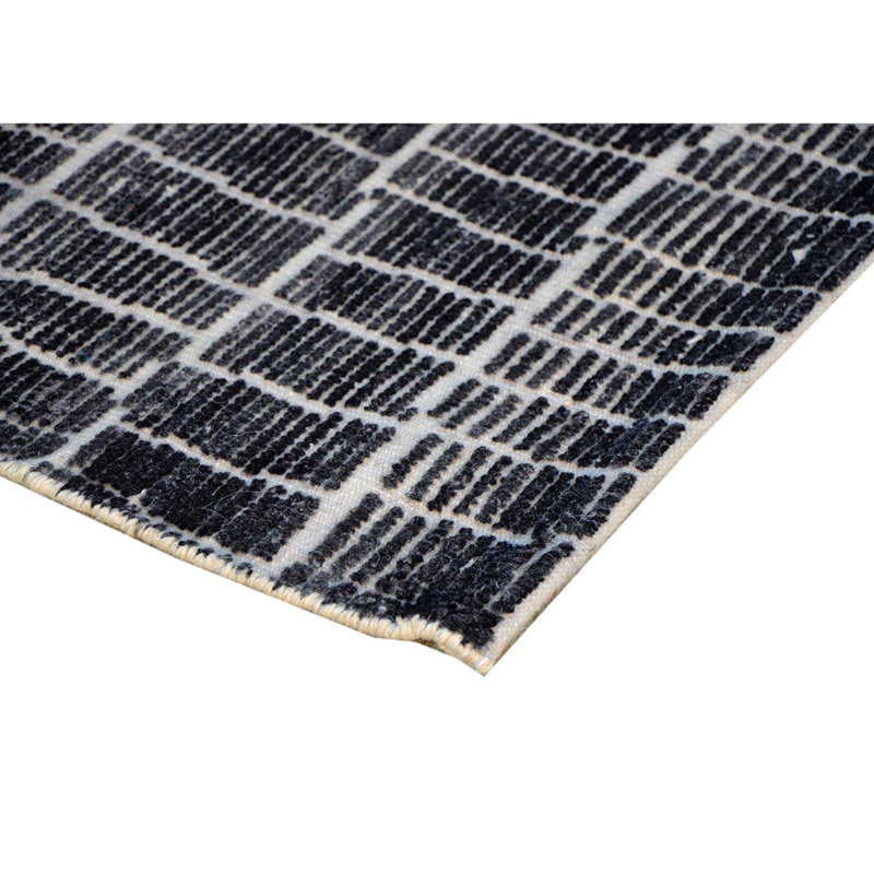 Tapis naturel et gris anthracite de haute qualité noué à la main, Rectangle 9 pi x 12 pi
