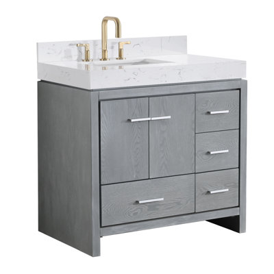 Kyajah 36'' Single Bathroom Vanity with Engineered Stone Top