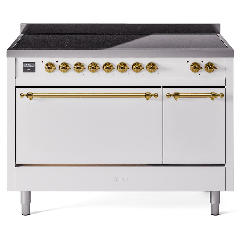 ILVE Nostalgie II 48 in Induction Range, White/Brass