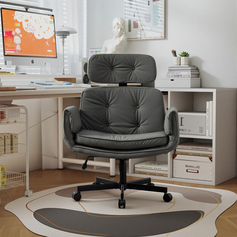 Chaise de bureau ergonomique 33,9 ", chaise de bureau moderne à hauteur ajustable, Gris
