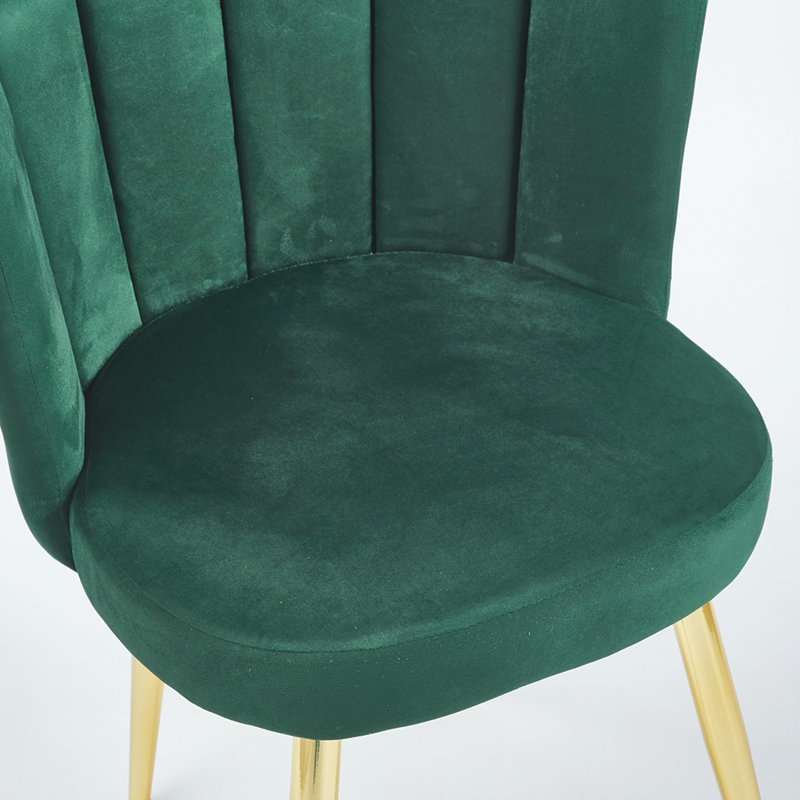 Modern dining chair set of 2 with iron tube legs, Green Fabric