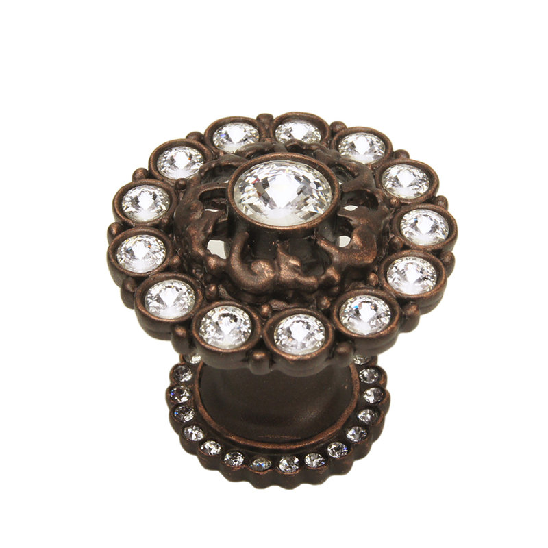 Poignée ronde multi-cristaux Caché avec plateforme halo et cristal transparent Swarovski, null