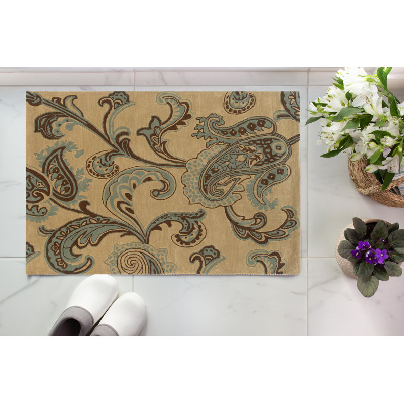 Equelle Hand Tufted Paisley Indoor Rug, Rectangle 5' x 7'