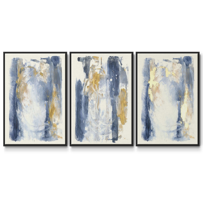 " Muted Spring Arrangement I " 3 - Pieces, 36" H x 72" W, Black