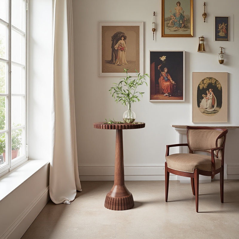 Mango Wood Round End Table